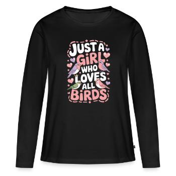 Oiseaux Nature Randonnée Camping Filles Femmes - T-shirt manches longues Premium bio Femme - noir - Devant - Julia (174cm)