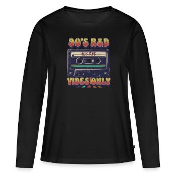 Années 90 R&B Vibes Uniquement Cassette Vintage Années 90 R&B - T-shirt manches longues Premium bio Femme - noir - Devant - Julia (174cm)