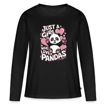 Panda Spruch Mädchen - Frauen Premium Bio Langarmshirt - Schwarz - Vorne - Julia (174cm)