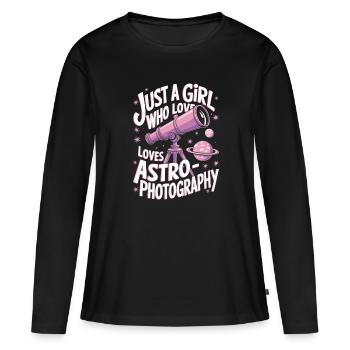Astrophotographie télescope astronomie filles femmes - T-shirt manches longues Premium bio Femme - noir - Devant - Julia (174cm)