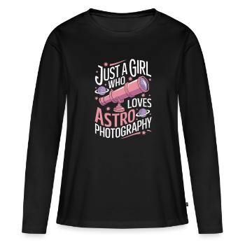 Astronomie Astrophotographie Télescope Fille Femmes - T-shirt manches longues Premium bio Femme - noir - Devant - Julia (174cm)