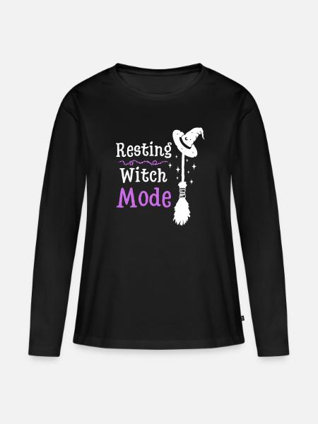Halloween Hexenhut - Frauen Premium Bio Langarmshirt - Schwarz