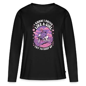 Motocross Female Motocross Rider Women Girl Saying - Women's Premium Organic Long Sleeve Shirt - black - Front - Julia (174cm)