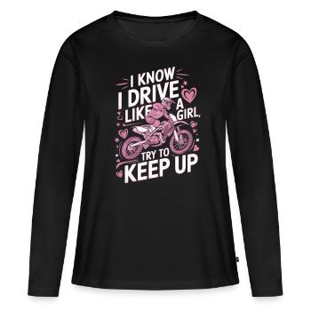 Motocross Female Motocross Rider Women Girl Saying - Women's Premium Organic Long Sleeve Shirt - black - Front - Julia (174cm)