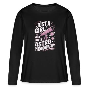 Astrophotographie télescope astronomie filles femmes - T-shirt manches longues Premium bio Femme - noir - Devant - Julia (174cm)