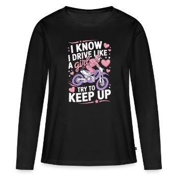 Motocross Female Motocross Rider Women Girl Saying - Women's Premium Organic Long Sleeve Shirt - black - Front - Julia (174cm)