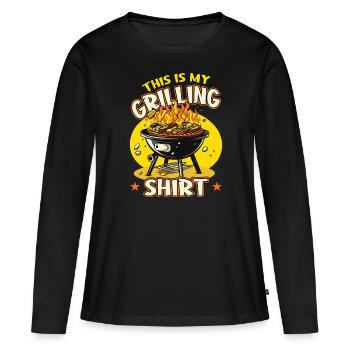 C’est ma chemise de barbecue - T-shirt manches longues Premium bio Femme - noir - Devant - Julia (174cm)