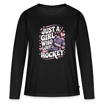 Eishockey Frauen Eishockey Mädchen - Frauen Premium Bio Langarmshirt - Schwarz - Vorne - Julia (174cm)