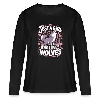Wolf Girl Saying - Women's Premium Organic Long Sleeve Shirt - black - Front - Julia (174cm)