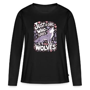 Wolf Girl Saying - Women's Premium Organic Long Sleeve Shirt - black - Front - Julia (174cm)