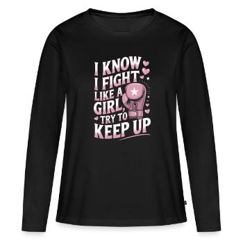 Boxen Frauen Frauenboxen - Frauen Premium Bio Langarmshirt - Schwarz - Vorne - Julia (174cm)