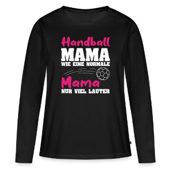 Handball Mama - Frauen Premium Bio Langarmshirt - Schwarz - Vorne - Julia (174cm)