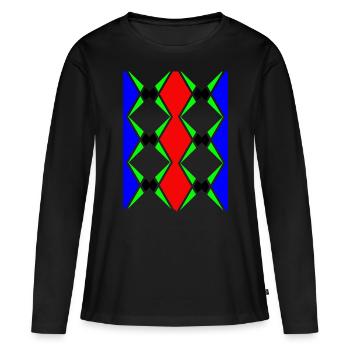 Design unique multicolore - T-shirt manches longues Premium bio Femme - noir - Devant - Julia (174cm)