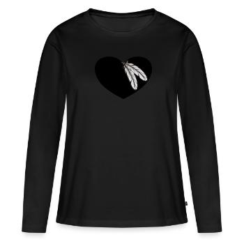 Native American heart. Indigenous Ame - Women's Premium Organic Long Sleeve Shirt - black - Front - Julia (174cm)