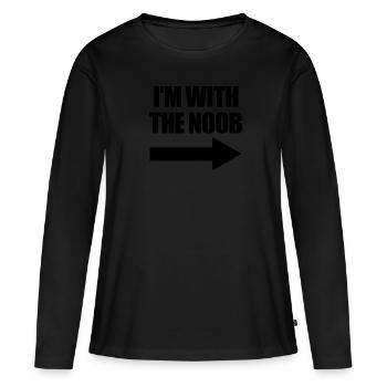 Je suis avec le Noob Arrow Right Video gamer Noob - T-shirt manches longues Premium bio Femme - noir - Devant - Julia (174cm)