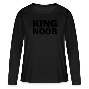 King Noob Videospiele Neuer Gamer King Noob - Frauen Premium Bio Langarmshirt - Schwarz - Vorne - Julia (174cm)