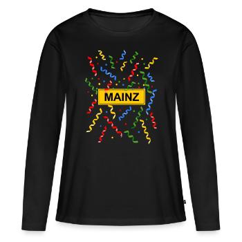 Mayence, Carnaval de Mayence, Confettis, Costume, Panneau de la ville - T-shirt manches longues Premium bio Femme - noir - Devant - Julia (174cm)