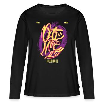 Graffiti urbain streetwear - T-shirt manches longues Premium bio Femme - noir - Devant - Julia (174cm)