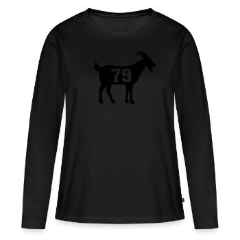 Chèvre 79 G.O.A.T. Numéro Soixante-dix-neuf Chèvre - T-shirt manches longues Premium bio Femme - noir - Devant - Julia (174cm)