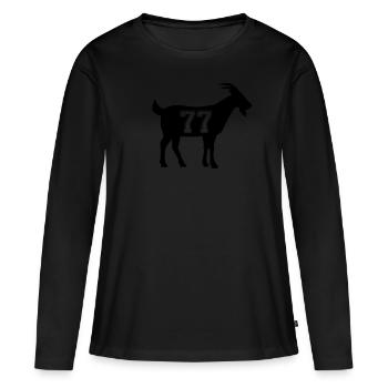 Chèvre 77 G.O.A.T. Numéro Soixante-dix-sept Chèvre - T-shirt manches longues Premium bio Femme - noir - Devant - Julia (174cm)