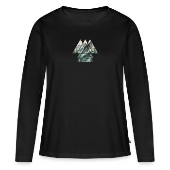 Vue triangulaire sur les montagnes - T-shirt manches longues Premium bio Femme - noir - Devant - Julia (174cm)
