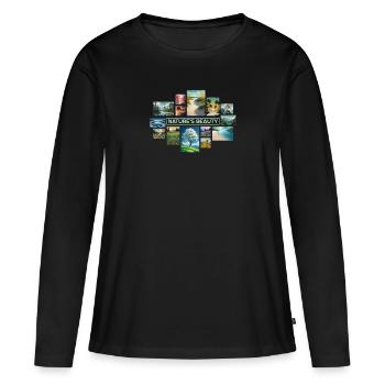 Collage de la beauté de la nature - T-shirt manches longues Premium bio Femme - noir - Devant - Julia (174cm)
