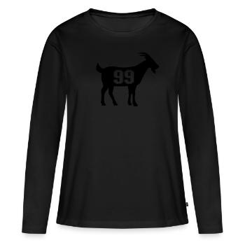 Chèvre 99 G.O.A.T. Numéro quatre-vingt-dix-neuf Chèvre - T-shirt manches longues Premium bio Femme - noir - Devant - Julia (174cm)