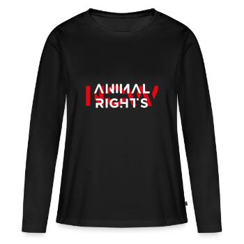 LES DROITS DES ANIMAUX VEGAN MAINTENANT PROTECTION ANIMALE - T-shirt manches longues Premium bio Femme - noir - Devant - Julia (174cm)