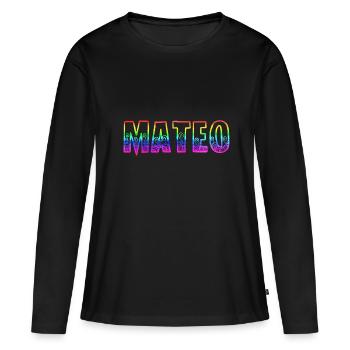 mateo rs regenbogen - Frauen Premium Bio Langarmshirt - Schwarz - Vorne - Julia (174cm)