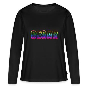 Cesar RS Arc-en-ciel - T-shirt manches longues Premium bio Femme - noir - Devant - Julia (174cm)
