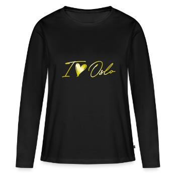 J’aime Oslo - T-shirt manches longues Premium bio Femme - noir - Devant - Julia (174cm)
