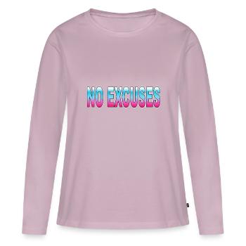 Pas d’excuses - T-shirt manches longues Premium bio Femme - rose poudré - Devant - Julia (174cm)