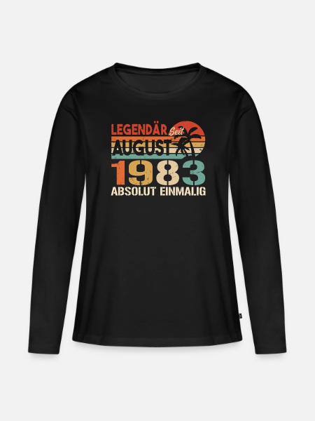Geboren im August 1983 Funny Birthday Retro - Frauen Premium Bio Langarmshirt - Schwarz