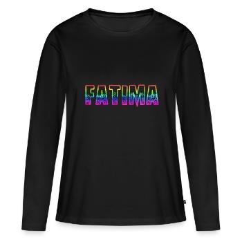 Fatima RS Arc-en-ciel - T-shirt manches longues Premium bio Femme - noir - Devant - Julia (174cm)