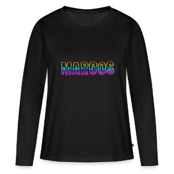 Marcos RS Arc-en-ciel - T-shirt manches longues Premium bio Femme - noir - Devant - Julia (174cm)
