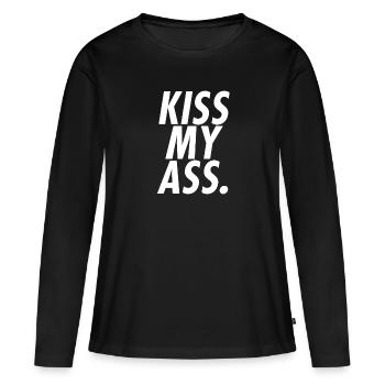 KISS MY ASS - T-shirt manches longues Premium bio Femme - noir - Devant - Julia (174cm)