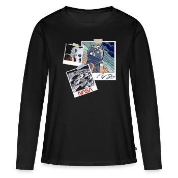 NASA Greetings From The Moon Dessin - T-shirt manches longues Premium bio Femme - noir - Devant - Julia (174cm)
