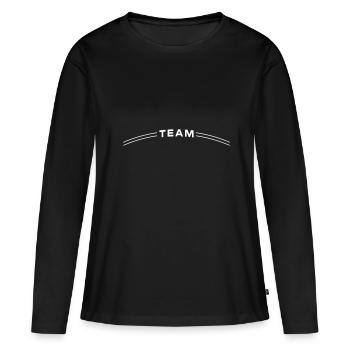 Conception d’équipe - T-shirt manches longues Premium bio Femme - noir - Devant - Julia (174cm)