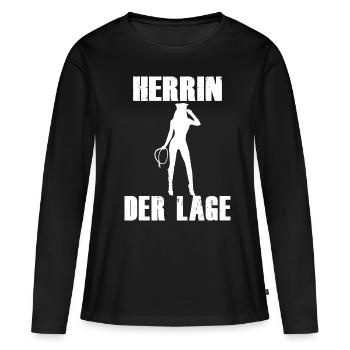 Herrin der Lage - Frauen Premium Bio Langarmshirt - Schwarz - Vorne - Julia (174cm)