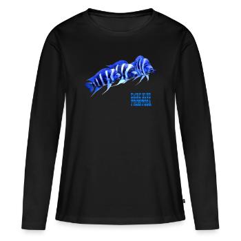 FRONTOSA BLUE ZAIRE - FRONTOSA-BUNTBARSCH-AQUARIANER - Frauen Premium Bio Langarmshirt - Schwarz - Vorne - Julia (174cm)