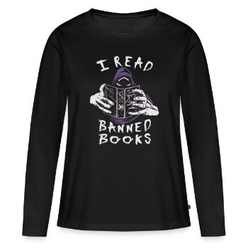 Je lis Forbidden Creepy Creature - T-shirt manches longues Premium bio Femme - noir - Devant - Julia (174cm)