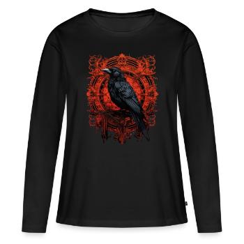 Mythologie nordischer Rabe - Frauen Premium Bio Langarmshirt - Schwarz - Vorne - Julia (174cm)