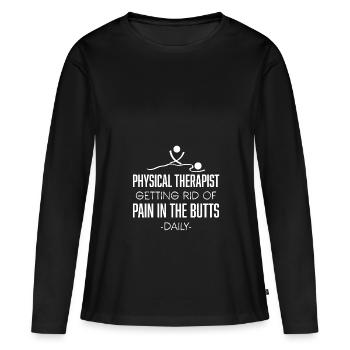Physiothérapeute massage - T-shirt manches longues Premium bio Femme - noir - Devant - Julia (174cm)