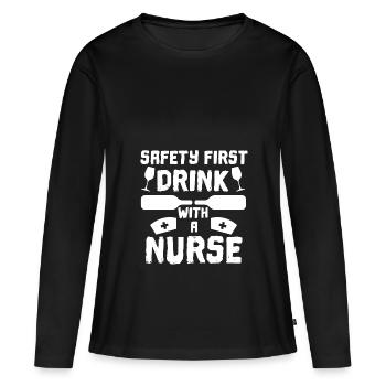 Drink with a Nurse - Nurse Nursing Sick Nurse - Women's Premium Organic Long Sleeve Shirt - black - Front - Julia (174cm)