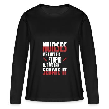 Nurse - Sedate It - Nurse Nursing Sick Nurse - Women's Premium Organic Long Sleeve Shirt - black - Front - Julia (174cm)