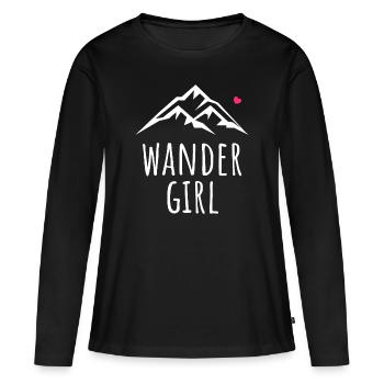 Wanderin Wander Girl - Frauen Premium Bio Langarmshirt - Schwarz - Vorne - Julia (174cm)