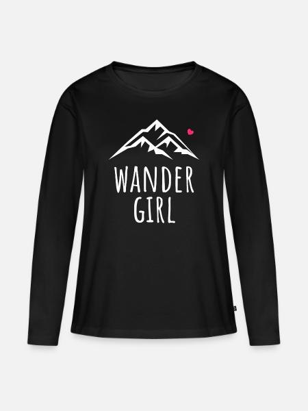 Wanderin Wander Girl - Frauen Premium Bio Langarmshirt - Schwarz