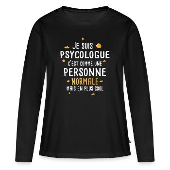 Psychologue cadeau drôle femme psychologie psy - T-shirt manches longues Premium bio Femme - noir - Devant - Julia (174cm)