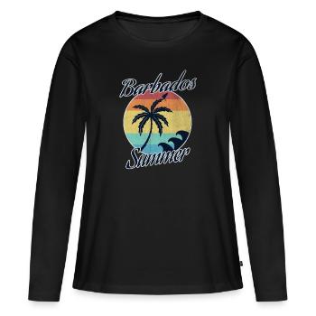 Barbade - T-shirt manches longues Premium bio Femme - noir - Devant - Julia (174cm)