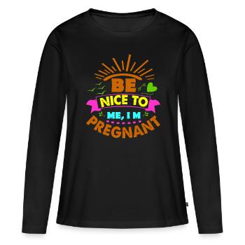 Mère Enceinte Bébé Nourrisson T-shirt Maman - T-shirt manches longues Premium bio Femme - noir - Devant - Julia (174cm)